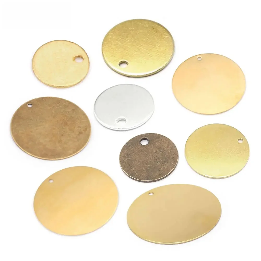 8MM 10MM 15MM 25MM 35MM mosiężny okrągły dysk Charms wisiorki Diy materiały do wyrobu biżuterii naszyjnik kolczyki akcesoria dla kobiet — zdjęcie 2