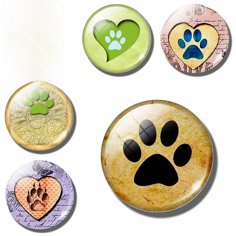My Friend Dog Paw Magnes na lodówkę Szklana kopuła Szczeniak Magnetyczne naklejki na lodówkę Uchwyt na notatki Miłośnik psów Prezenty Wystrój domu 30 MM — zdjęcie 2