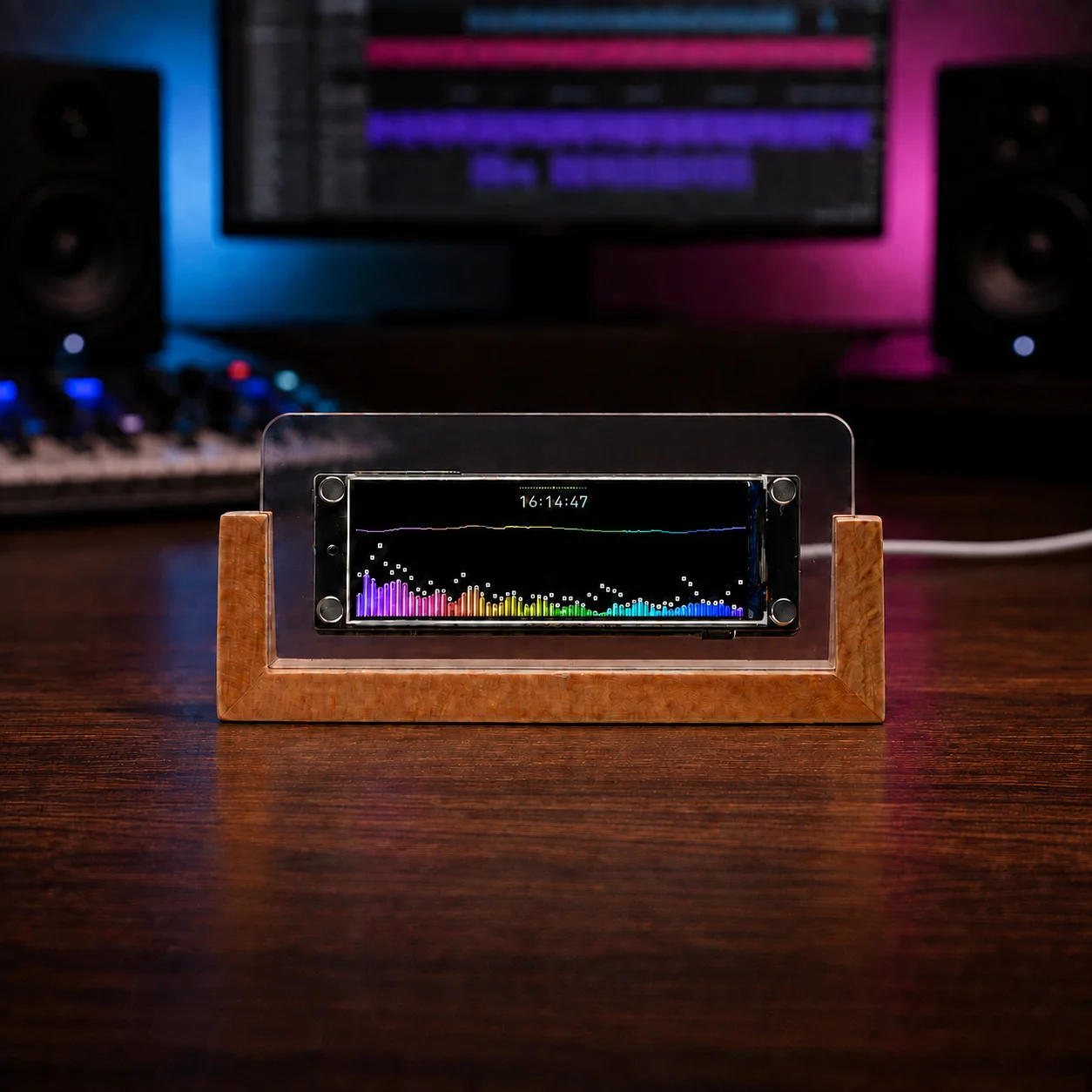 Music Rhythm Display Flip Clock 2.79-Inch LCD Sound Reactive Display Alarm Temperature And Humidity Sensor Night Mode