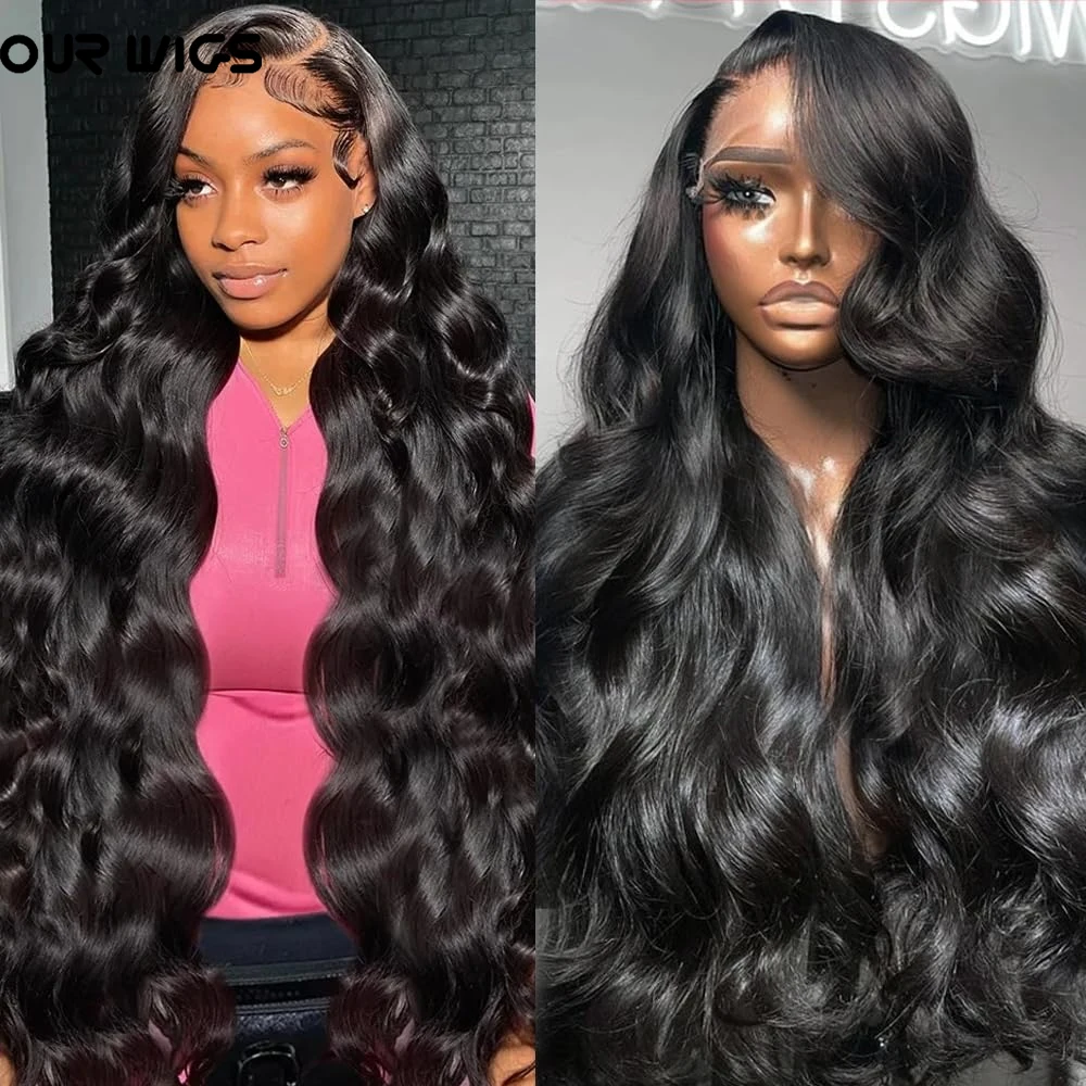 30 Inch Body Wave Lace Front Wigs Pre Plucked Glueless Wigs 180% Density Pre Plucked Synthetic 13x4 HD Lace Front Wigs for Women