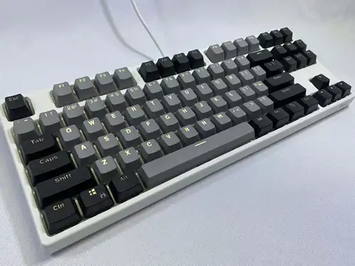 Imagen 2 del producto Teclas de Teclado mecánico de altura OEM, negro y gris, Material PBT, caracteres retroiluminados dobles, teclas de juego transparentes, 87 teclas