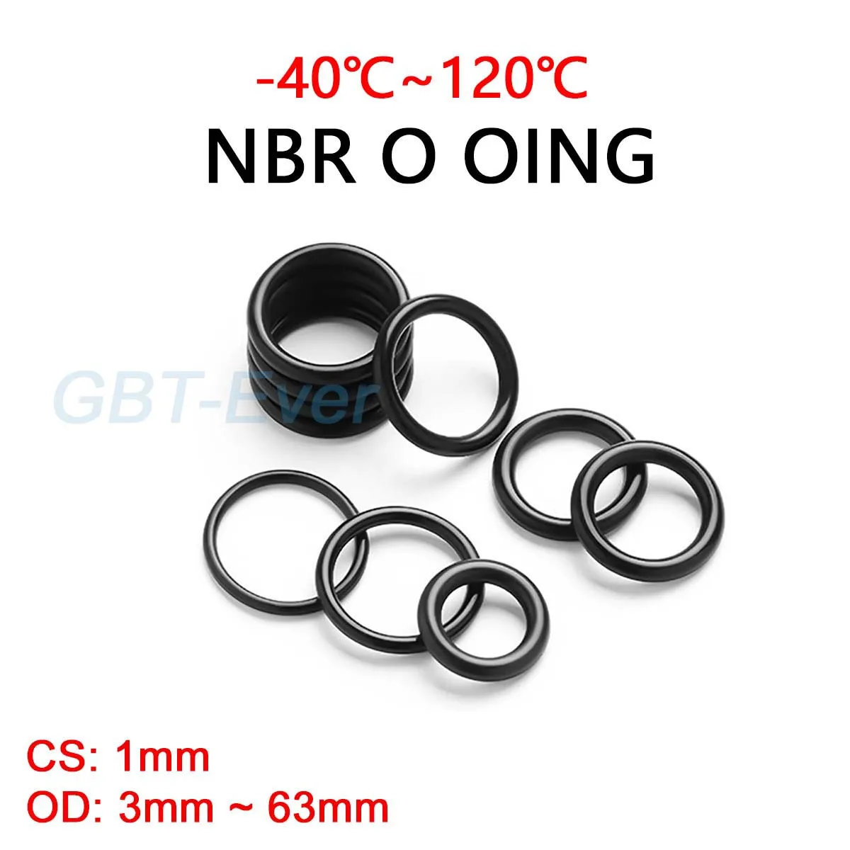 

NBR O Ring Gasket Thickness CS 1mm OD 3mm ~ 63mm Nitrile Butadiene Rubber Spacer Oil Resistance Washer Round Shape Black