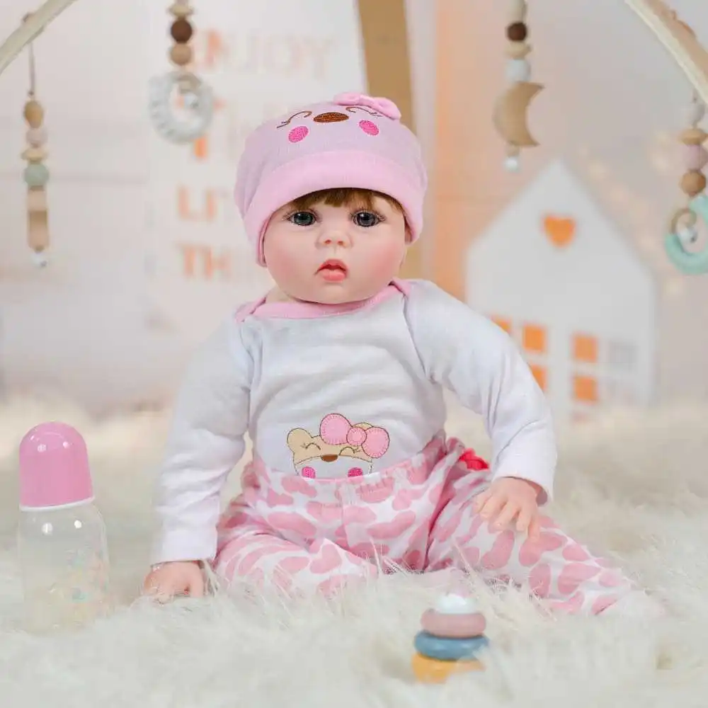 Cloveray 22 inch Classic Realistic Reborn Baby Doll Super Cute Soft Vinyl Doll High Quality Toy Playing House Doll Kid Xmas Gift