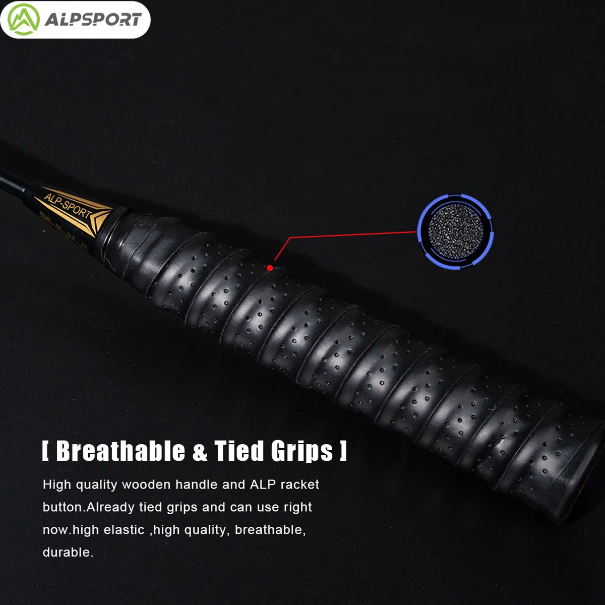 ALPSPORT V5 5U Badminton Racket 75g MAX 30lbs Wave Frame T800 Full Carbon Fiber (with Cable and Grip) Original Import ALP