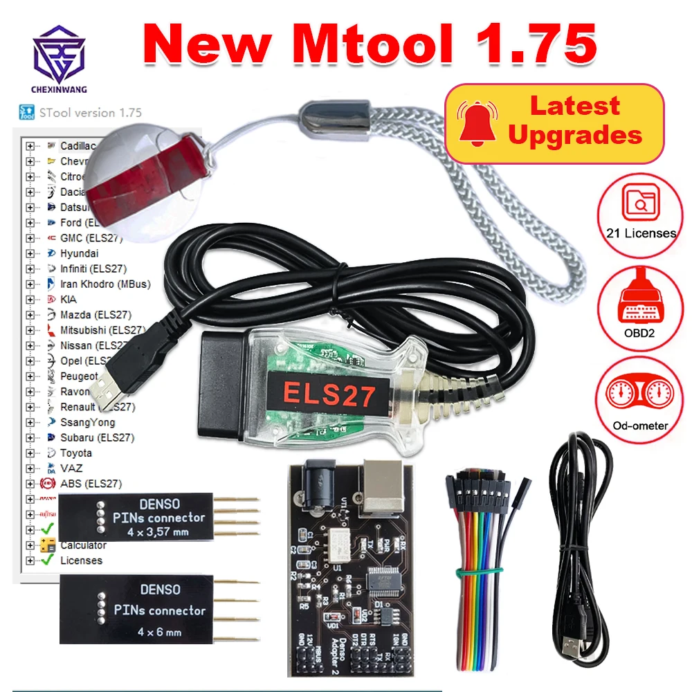 New Mtool V1.75 Mileage Correction Tool Full Set Mileage Adjustment Programmer Denso Adapters Denso Pin Upgrade of Mtool V1.64