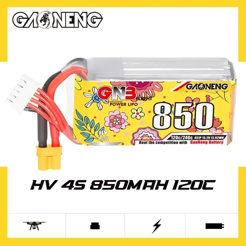 Imagen 2 del producto GAONENG GNB LiHV 4S 15,2 V 850mAh 120C XT30 LiPo batería para drones sin escobillas FPV de 2,5 a 4 pulgadas Freestyle Racing Cinewhoop