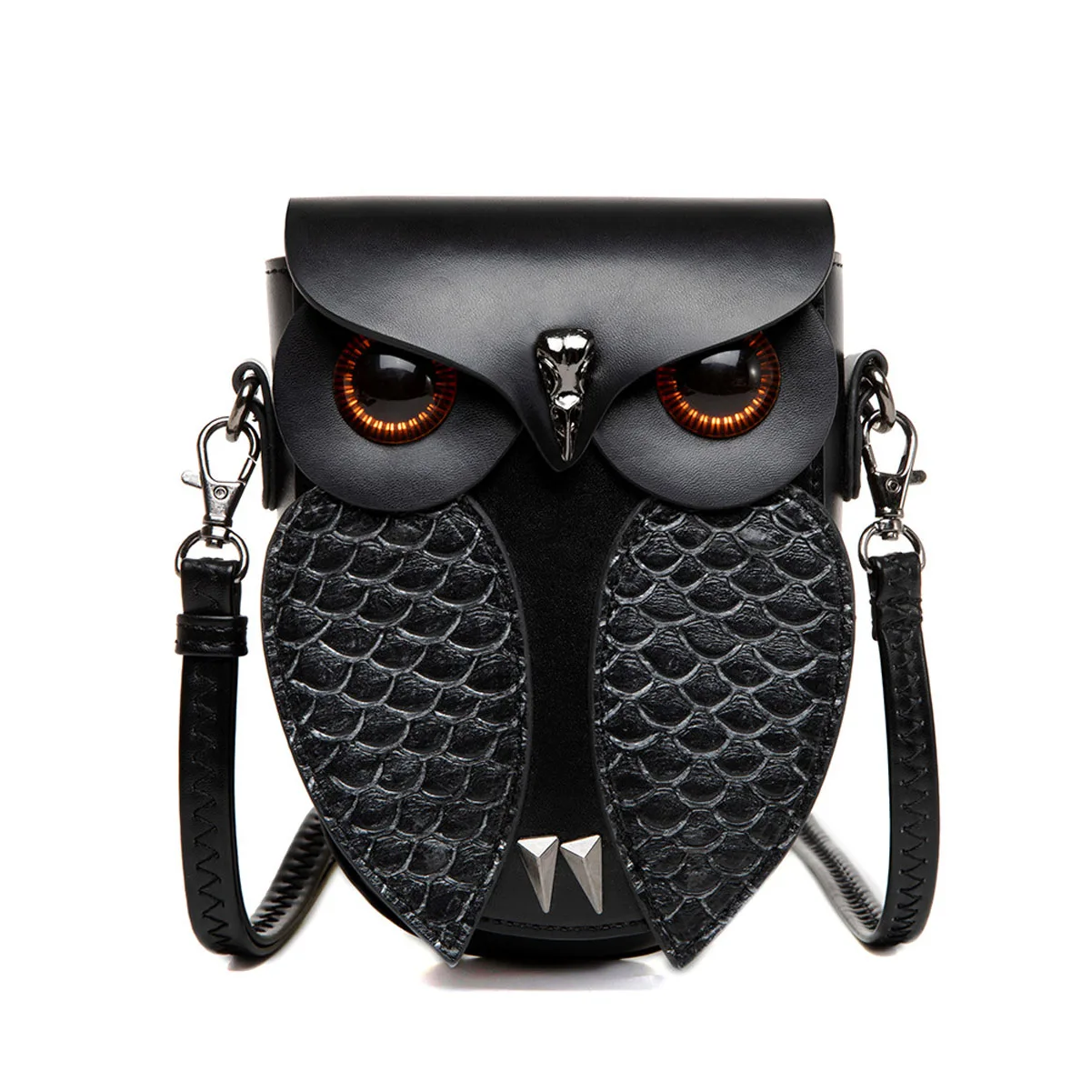 Chic Vintage Owl Shaped Women's Shoulder Bag PU Flip Women's Steampunk Owl Crossbody Small Bag with Adjustable Shoulder Strap