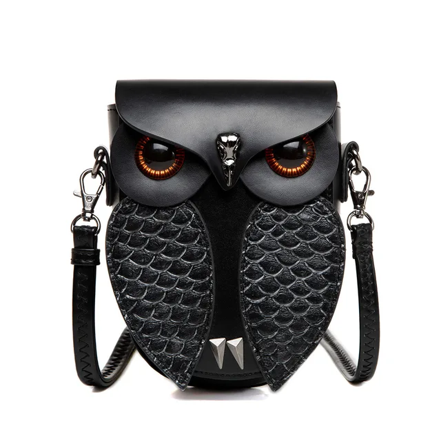 Elegancka damska torba na ramię w kształcie sowy w stylu vintage PU Flip damska Steampunk sowa mała torba na ramię z regulowanym paskiem na ramię