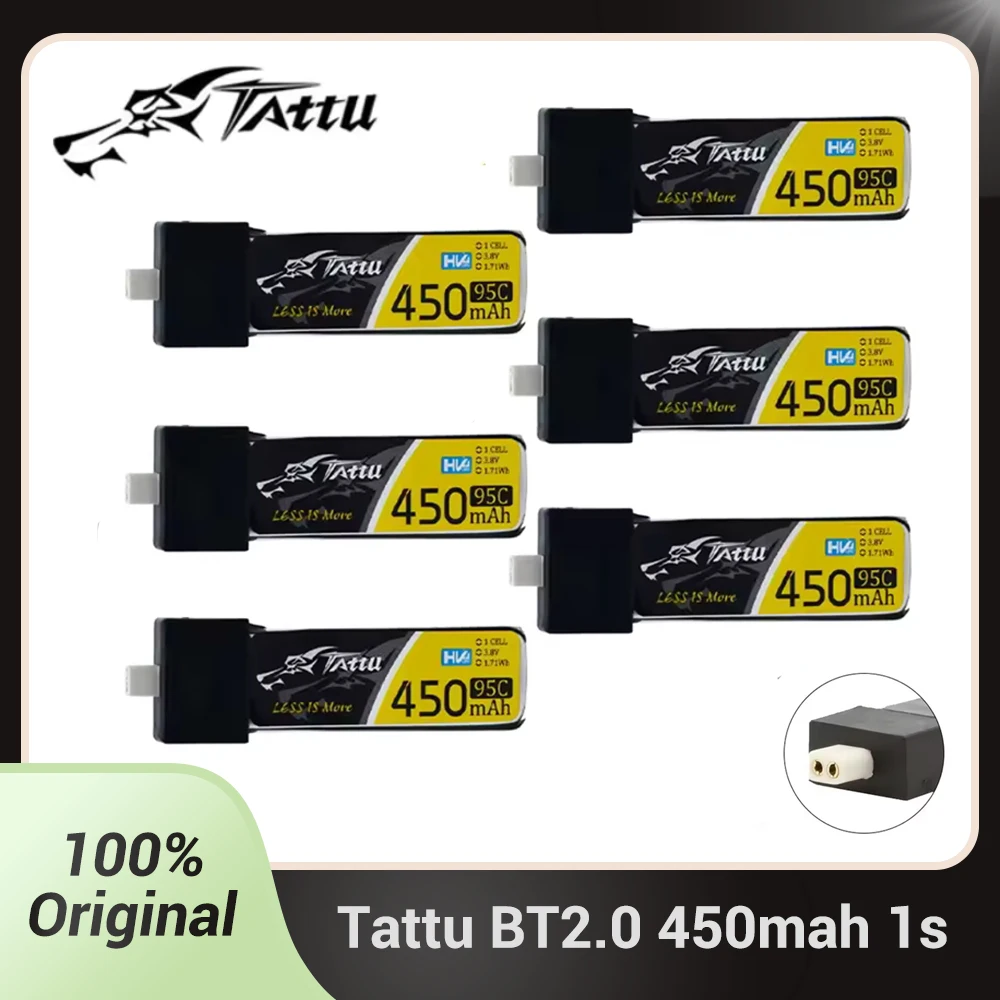Tattu 95C 450mAh 3.8V BT2.0 LiPo Battery For Betafpv Air75 Meteor75 Pro RC Helicopter Quadcopter FPV Racing Drone Parts