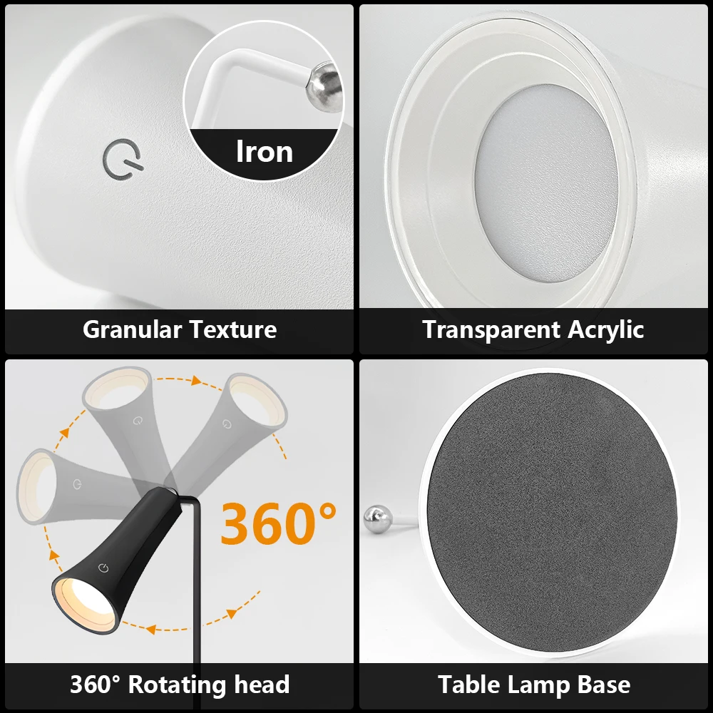 Multi-function Reading Light Clip Table Lamp LED Rechargeable Wireless Touch Study Light 360° Magnetic Night Light Writing Lamp