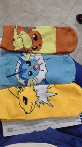 3 Pairs of New Japanese Cartoon Pokémon Cotton Printed Pattern Women's Knitted Socks for Summer Casual Four Season Ankle Socks photo review
