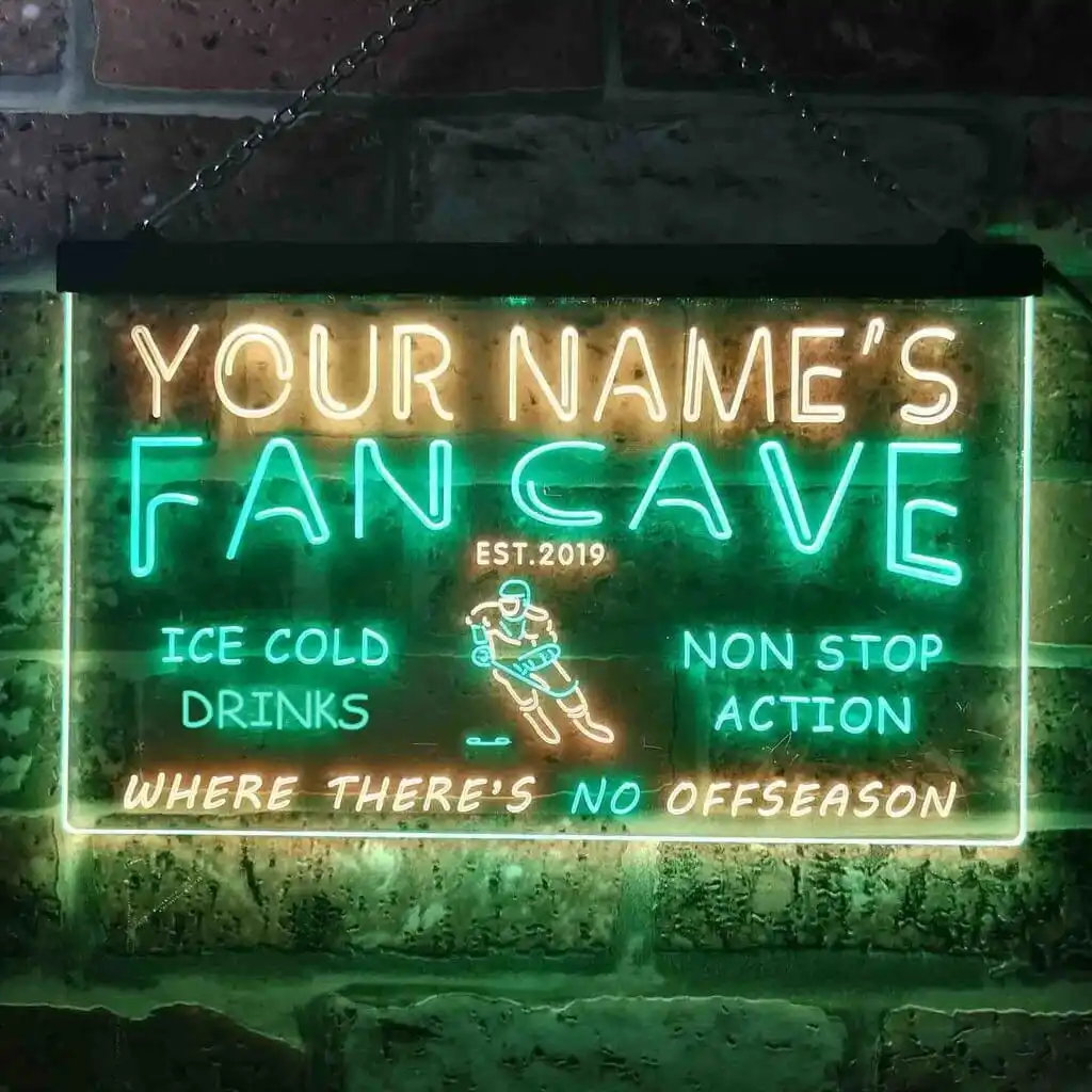 Custom Dual Color Led Neon Sign Fan Cave Hockey Two Colors LED Sign