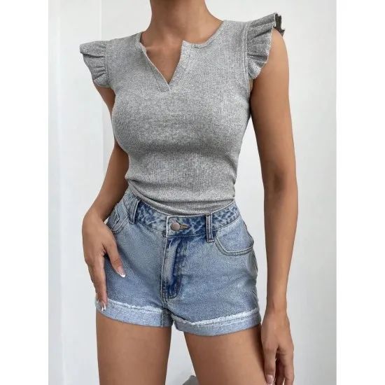 

Summer shoulder low-cut V-neck casual camisole blouse