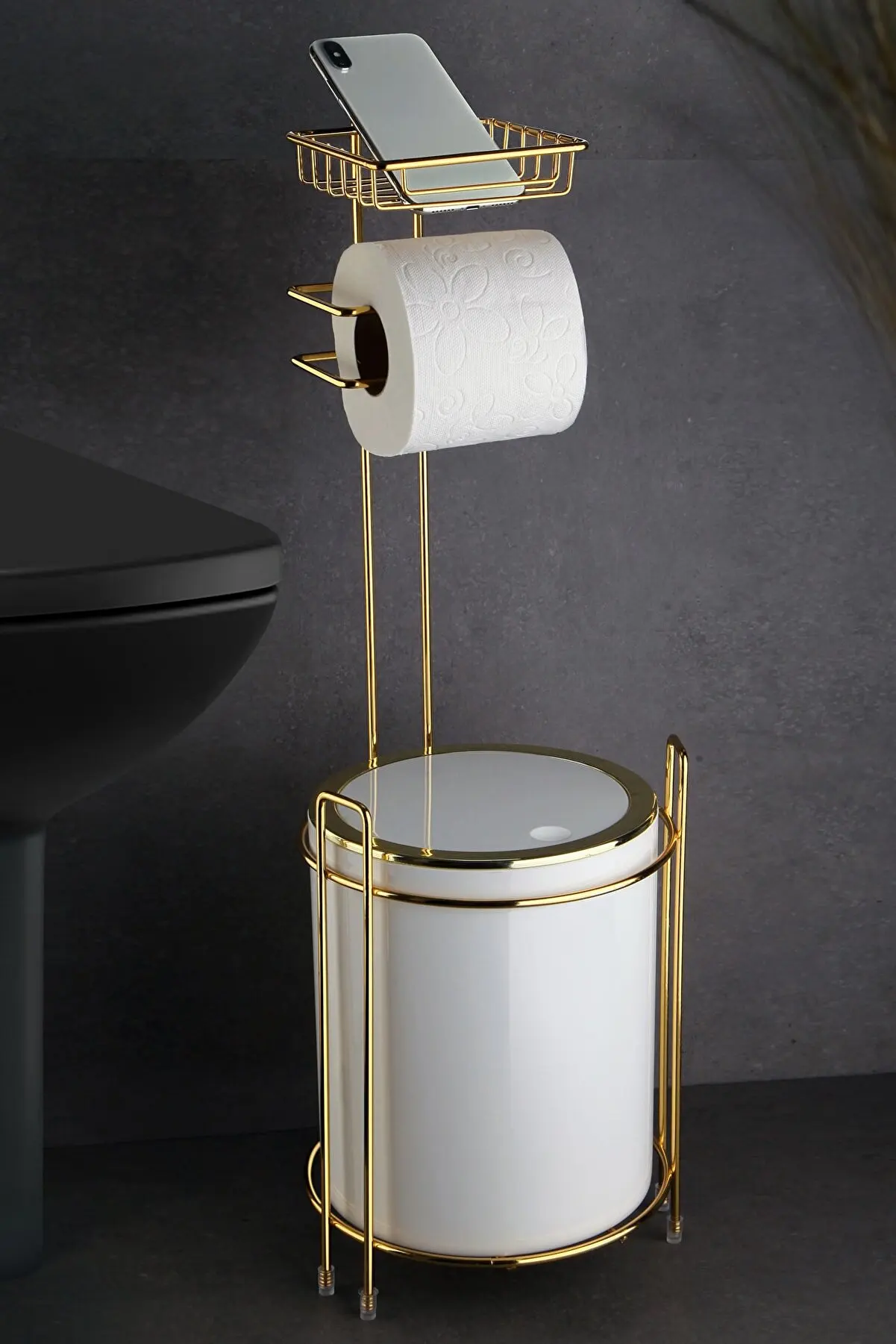 Spare Wc Paper Holder and Round Trash Bin 60X20 Size Telephone Toilet Paper Holder Home Decoration Bathroom Accessories Set