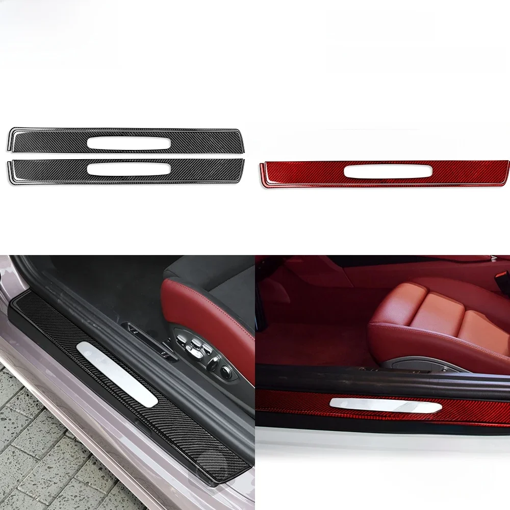 Dla Porsche Boxster Cayman 718 982 2016-2022 drzwi samochodu próg taśmy naklejki wykończeniowe akcesoria do wnętrza samochodu z włókna węglowego LHD RHD — zdjęcie 2