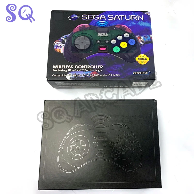 Retro SQ Official Saturn 2.4 GHz Wireless Controller 8 Button Arcade Gamepad - Transparent Exclusive Event