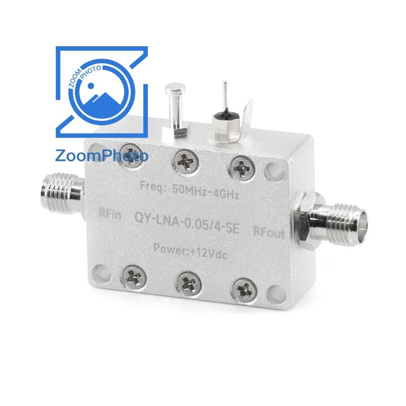Amplificador de bajo ruido, aleación de aluminio, alta ganancia, recepción de microondas, 50MHz-4GHz, 5V, 12V, SMA LNA