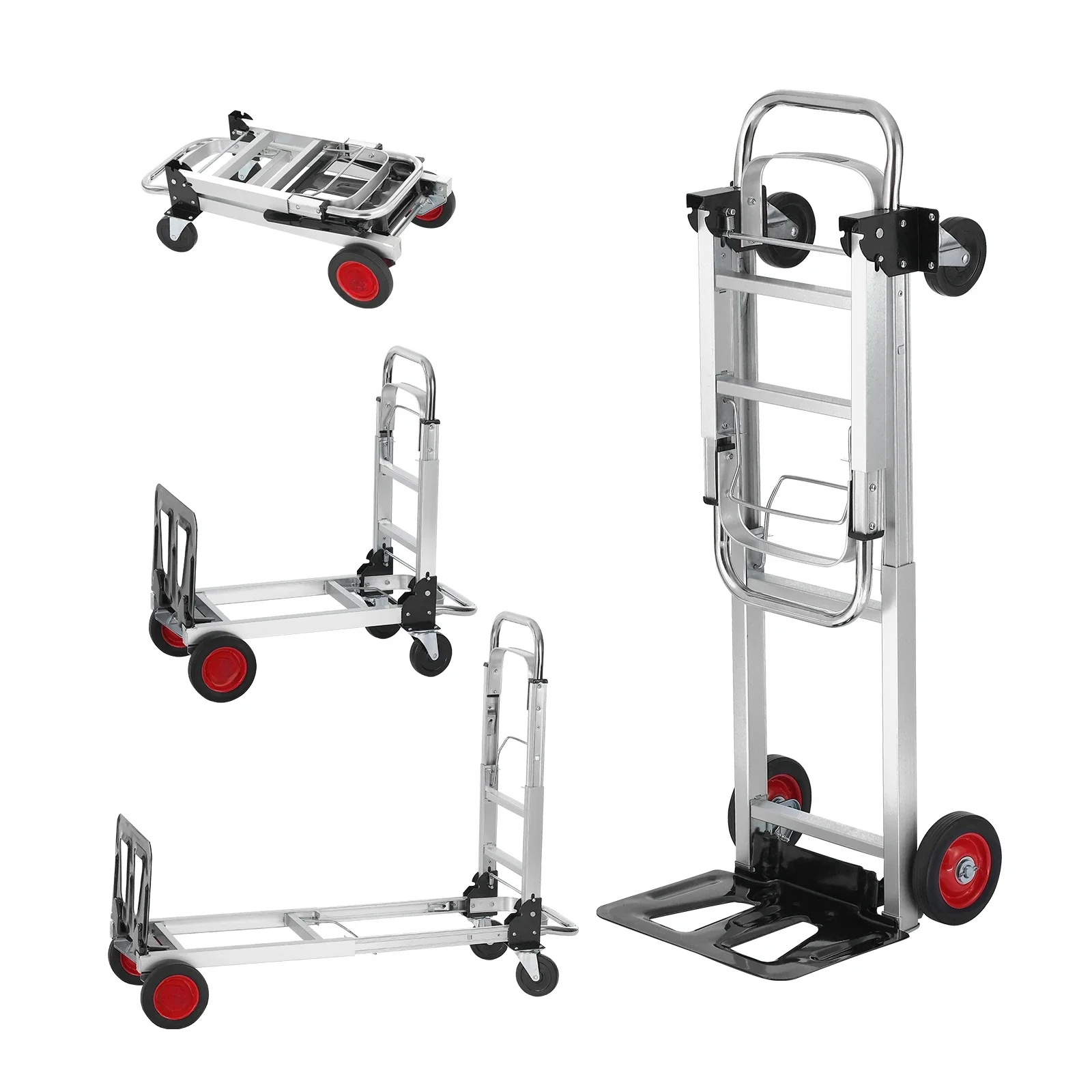 SucceBuy Opvouwbare steekwagen van 400 lbs Lichtgewicht dolly met wielen Opvouwbare bagagewagen voor het verplaatsen van magazijntransport - afbeelding 2