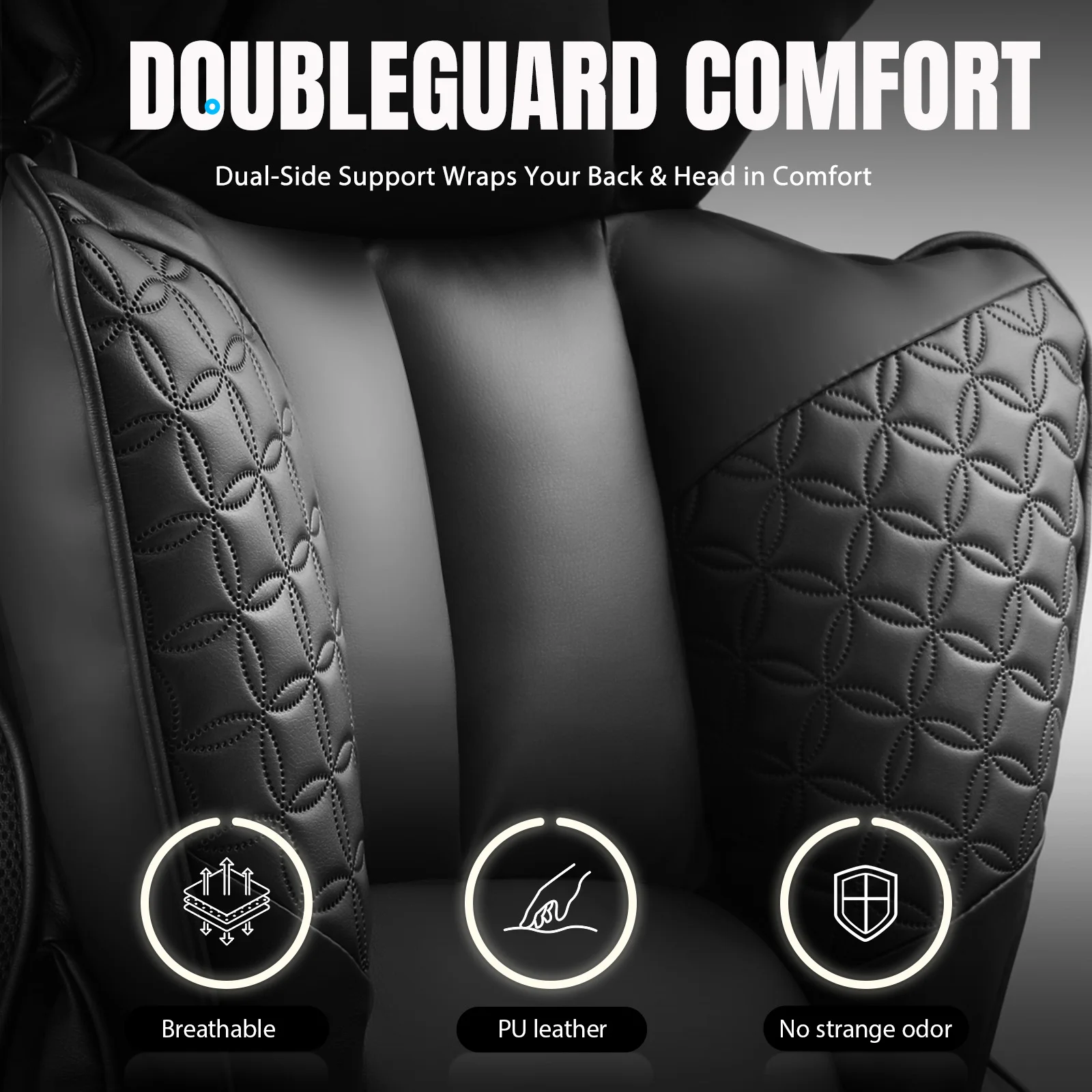 كرسي مكتب مريح من الجلد عالي الظهر مع مسند للقدمين ومساند للذراعين قابلة للتعديل #6