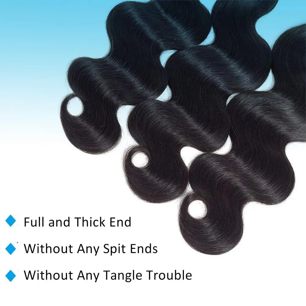 12A 인간 모발 1 3 묶음 바디 웨이브 묶음 처리되지 않은 브라질 처녀 모발 묶음 인간 모발 자연 검정색