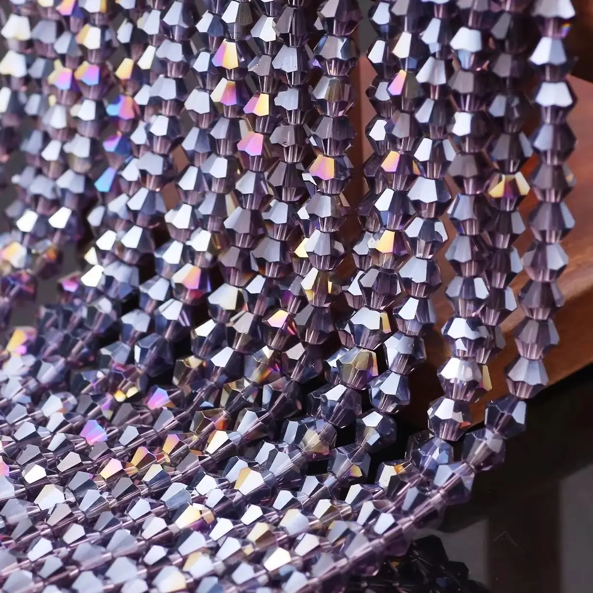 3/6/8mm Crystal Glass Bicone Beads Violet AB Aurora Rhinestone Faceted Loose Beads DIY Bracelet Necklace Jewelry Marking