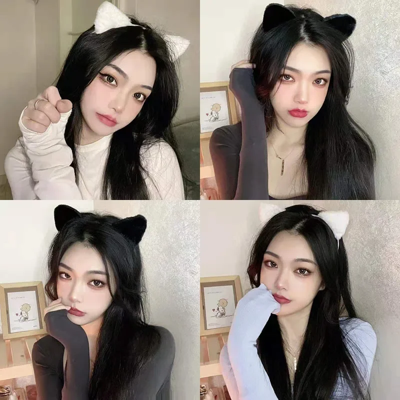 Nakrycie głowy z uszami kota cosplay uszy niedźwiedzia urocza biała różowa czarna opaska lolita — zdjęcie 2