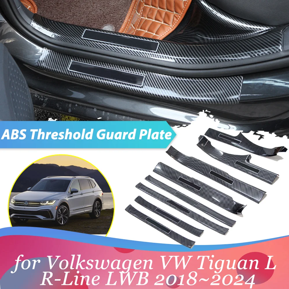 ABS Welcome Pedal for Volkswagen VW Tiguan L R-Line LWB 2018~2024 Door Sill Scuff Threshold Guard Plate Anti-scratch Accessories