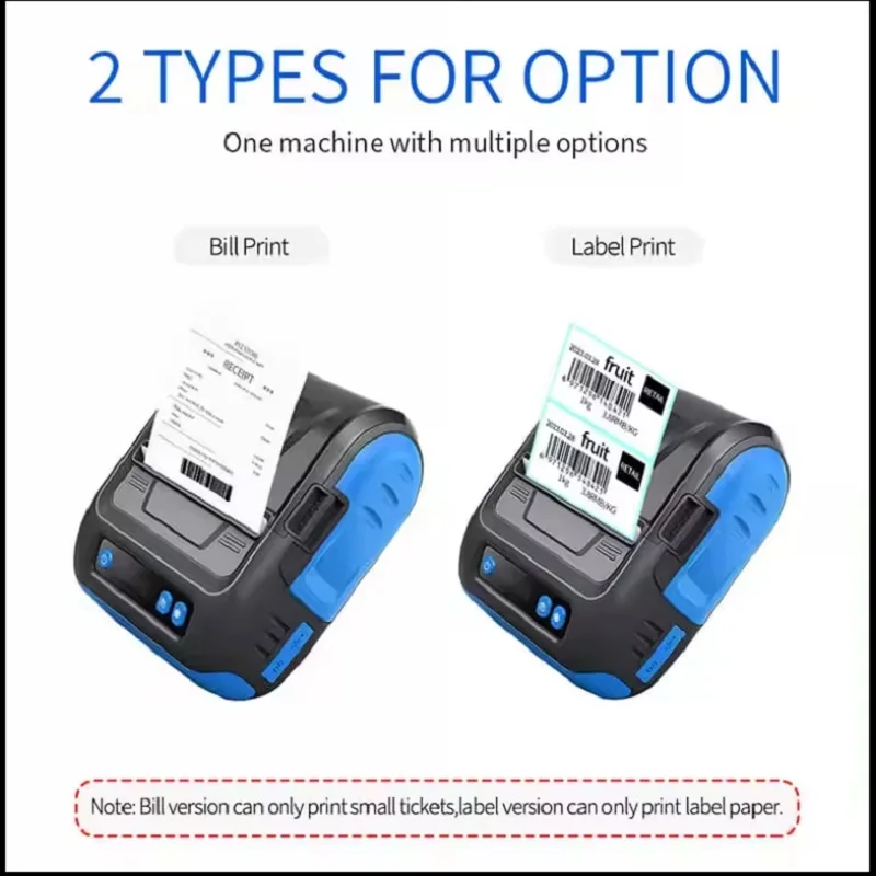 MHT-P29L Effective Mobile Potable Printer 80mm Wireless Bluetooth 80mm Label Receipt Printer Sticky Price Tag Mini Portable