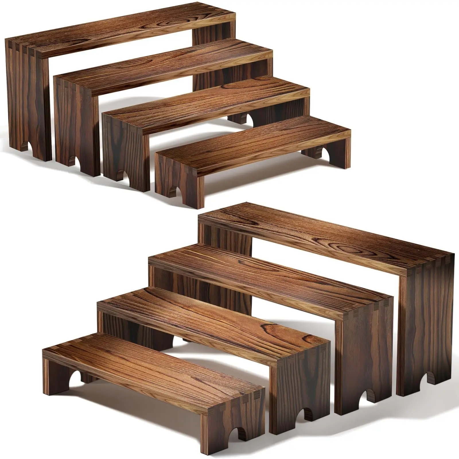 2 Set Wooden Tiered Risers Display Stands for Vendor Events,Stackable Wood Cupcake Display Stand,Farmhouse Decor Wood Dessert Table Display Set,Vendor Booth Display Items,Food Display Risers for Party