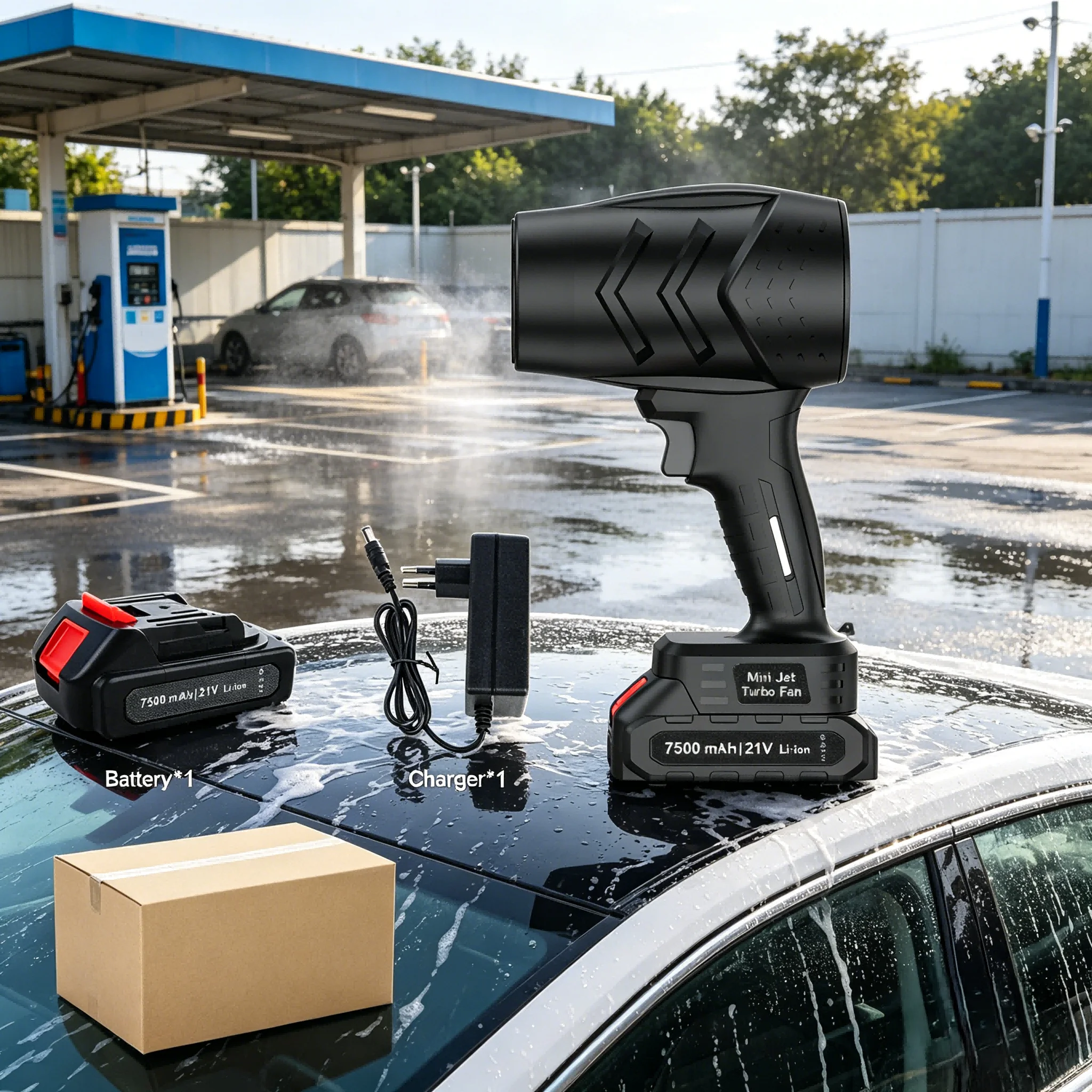Souffleur d'air électrique turbo 120 km/h, 380 W, sans fil, outil portatif pour le lavage de voitures, le nettoyage des feuilles et de la poussière, avec batterie 21 V