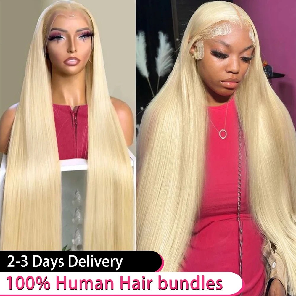 

40 46 Inch 613 Straight HD Transparent Lace Front Human Hair Wigs 13x6 100% Brazilian Pre Plucked Blonde Color Lace Frontal Wig