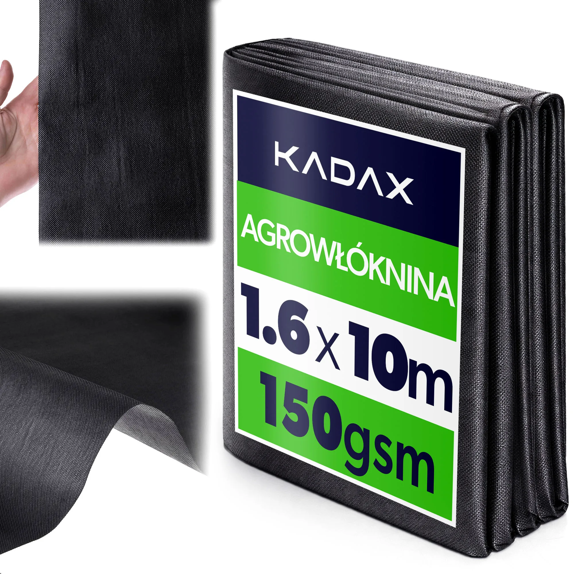 KADAX Agrokatykata 1,6x10 m 150g, sterk agrowoven, anti-onkruid mulchmat, polypropyleen, 1 st.