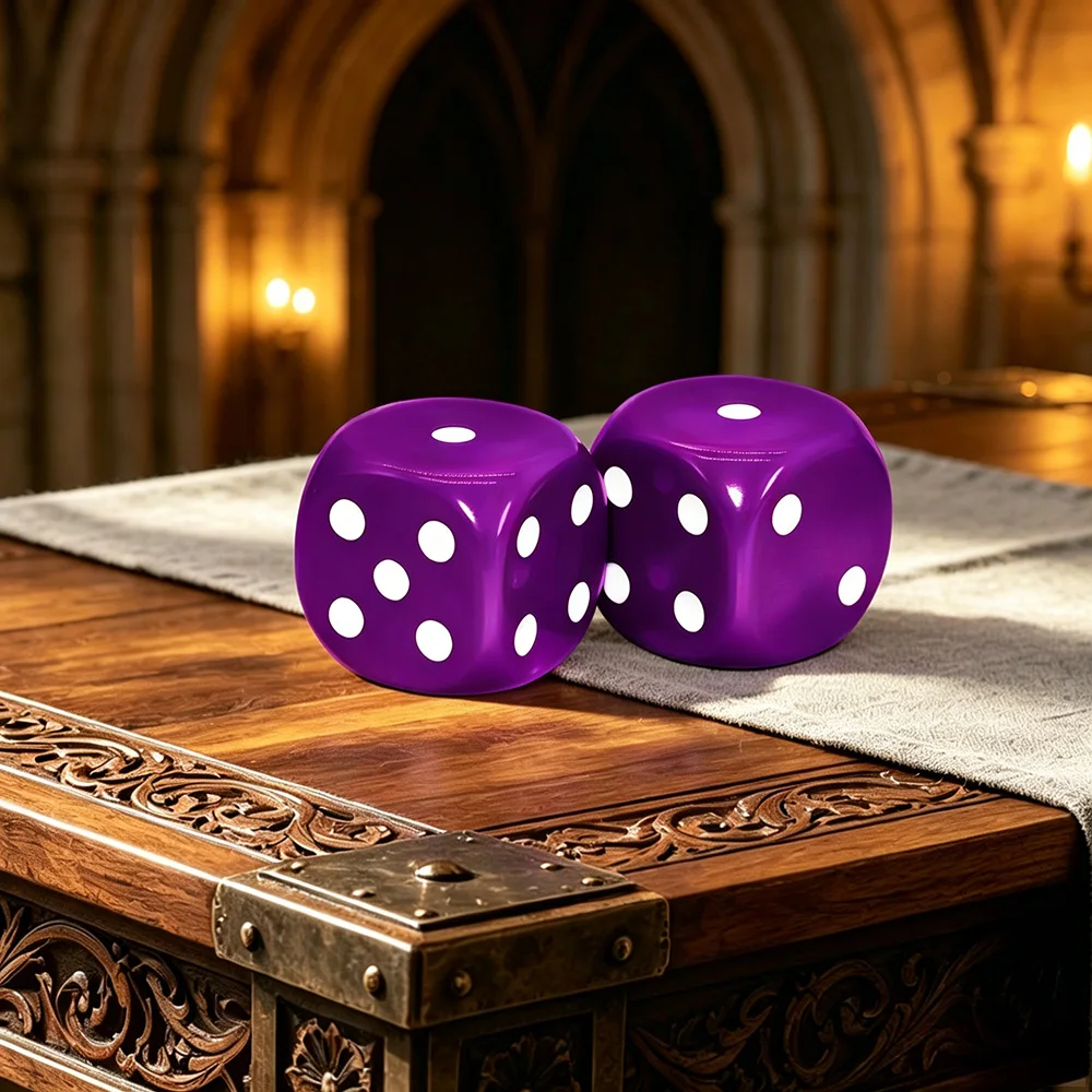 2pcs Big Purple Dice for Board Games and Parties 3cm/1.2inches, Oversized D6 Dice for Role-Playing Games and Families. - view 4