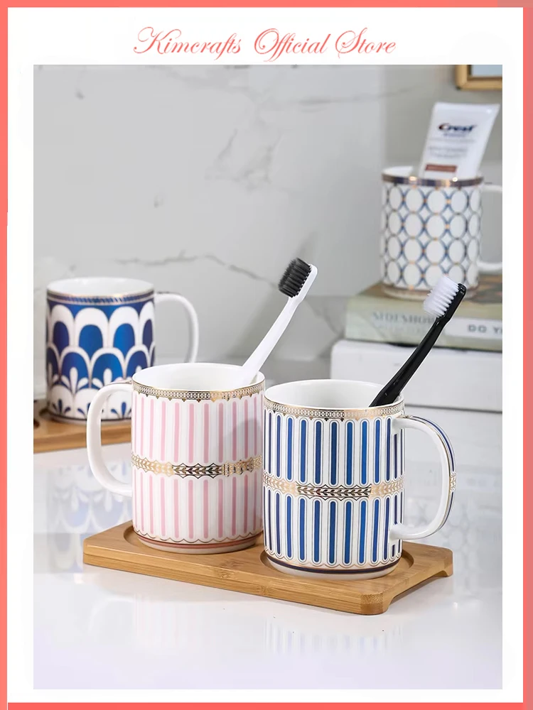 

Аксессуары для ванной комнаты, керамическая чашка для полоскания рта, держатель для зубных щеток, персонализированный подарок, посуда, чашка для воды, чайная кружка для пары