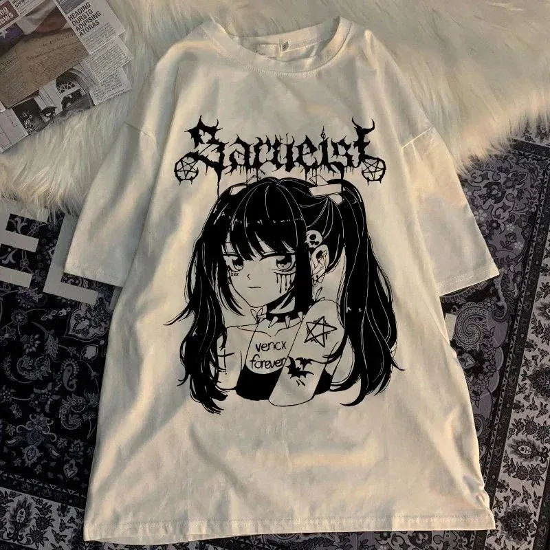 

Harajuku Anime Women T Shirt Loose Oversized T Shirt Female Clothes Summer Graphic Top for Cartoon Tee Shirt Japanese Streetwear