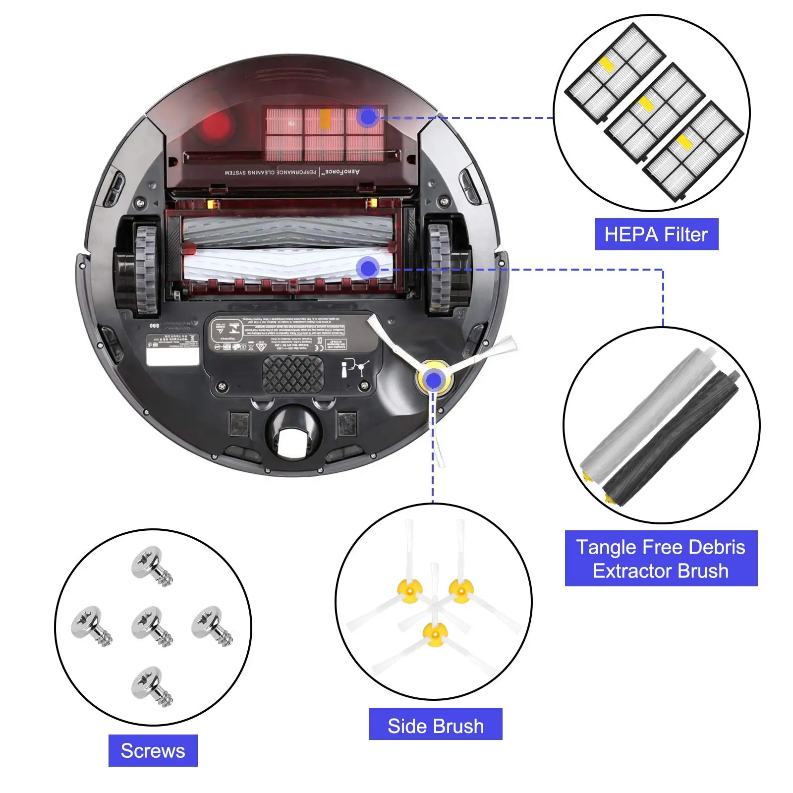 Per iRobot Roomba Serie 800 900 860 865 866 870 871 880 885 886 890 960 966 980 Rullo Principale Spazzola Laterale Filtro Hepa Accessori