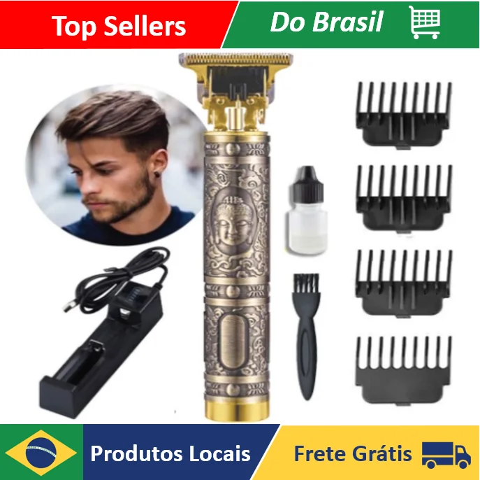 Máquina Profissional Acabamento Cabelo Barba Recarregável Buda