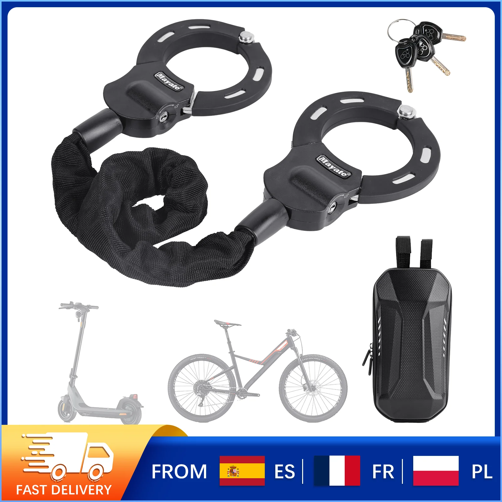 Lucchetto a catena per scooter elettrico con catena in acciaio da 90 cm, lucchetto antifurto per moto, lucchetto per manette per bici, protezione antifurto di sicurezza