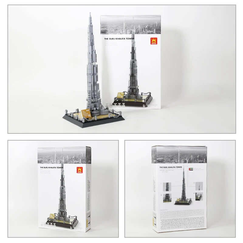 Ensemble de blocs de construction de la tour Burj Khalifa de Dubaï, 555 pièces, vue sur la ville, modèles créatifs DIY, jouet de puzzle pour la décoration de la maison