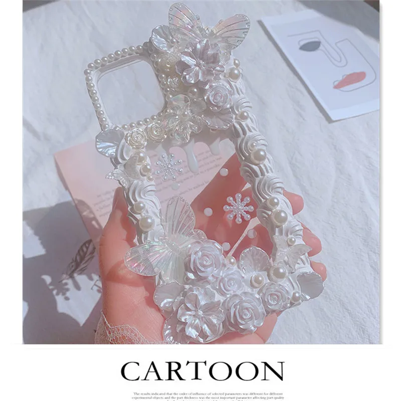Cream Glue Phone Case DIY Store-made products baroque Style Mobile Phone Case For iPhone 7 8 X 11 12 13 XR Pro For Girl Women