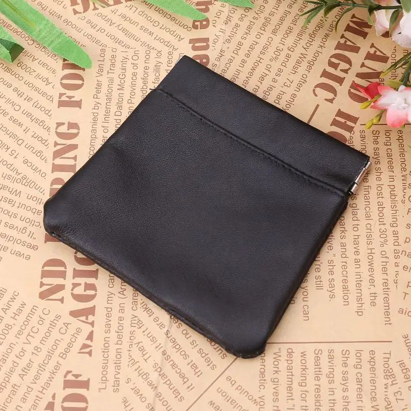 Men Ladies Genuine Leather Coin Top Purse Strong Metal Spring Closure