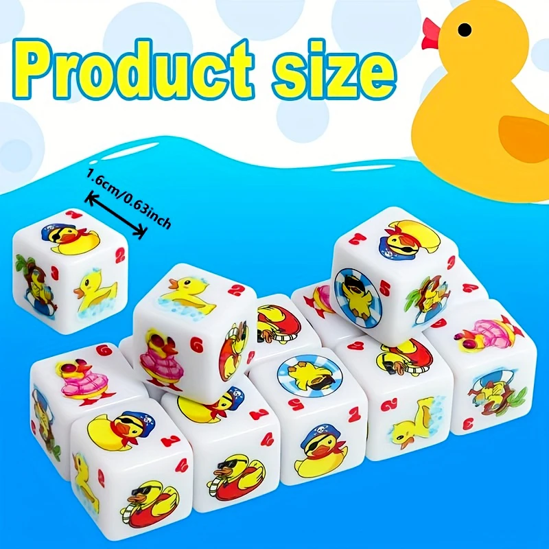 6Pcs  Yellow Duck Acrylic Dice Set – Fun D6 Six-Sided Game Dice for Tabletop Games, Role-Playing Games, Party