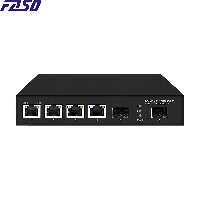 2.5GbE Unmanaged Switch 6 Port 2.5G RJ45 Network Switch with 2 Port 10G SFP+ Uplink Web Managed Hub Internet Distributor Fanless