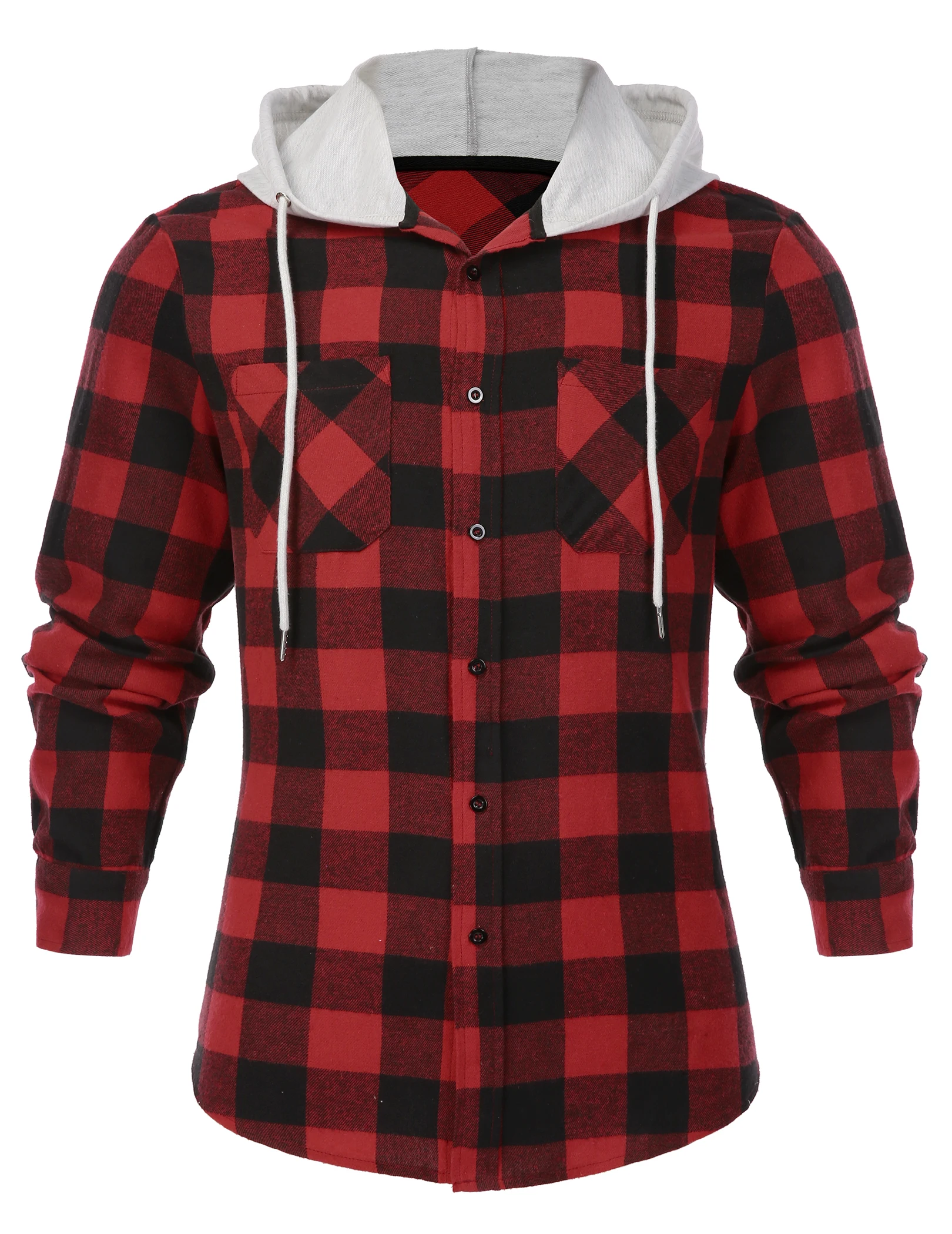 

Men's Flannel Hoodie Shirts Casual Button Down Plaid Shirt Jackets For Men Long Sleeve Stylish Hoodie With Pocket Autumn Coat