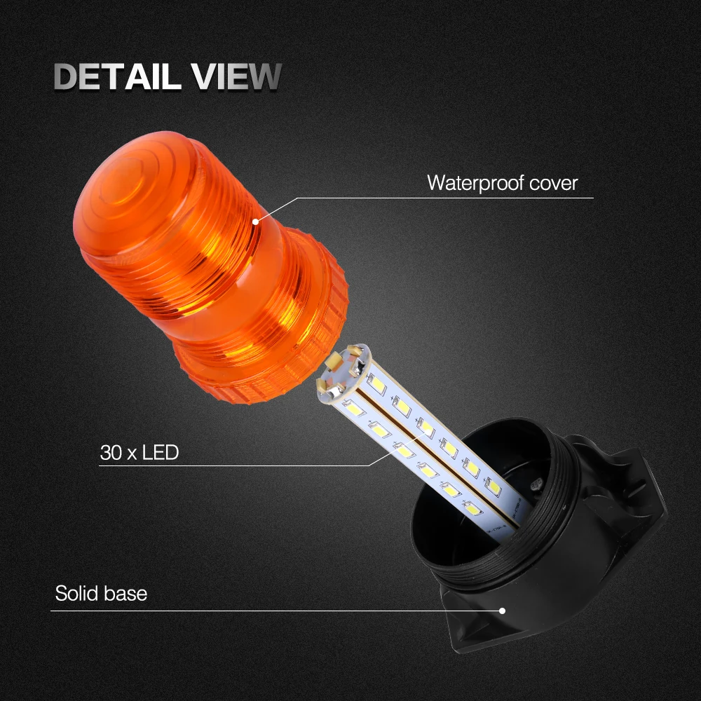 Led Warning Light Waterproof Beacon Strobe Grille Light Multiple Flash Patterns Waterproof and Magnetic Base for Car Lamp 12-24V