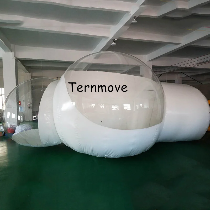 inflatable tent with rooms, large camping tent,2 room inflatable clear lawn bubble tent with corridor,beach tent design