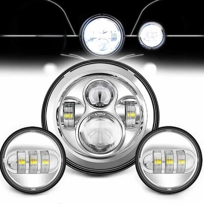 7 inch LED Koplamp + 4.5 inch Mistlampen 7 "Bracket Montage Ring Onderdelen voor Harley Touring Electra Glide Road King Street Glide - afbeelding 2