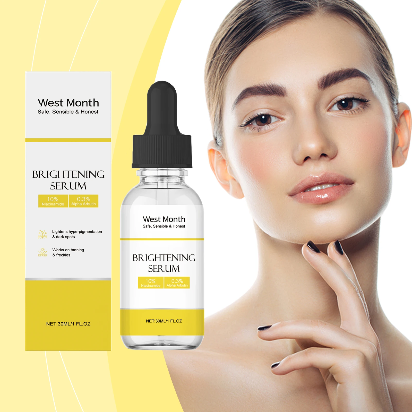 West Month 30ml Siero schiarente per la pelle Niacinamide Idratante Ringiovanimento rassodante Migliora l'opacità Siero viso schiarente