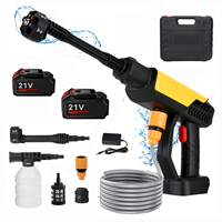 6-in-1 Nozzle 21V 70BAR High Pressure Car Wash Gun 3000mAh Dual Battery Capacity 10m Spray Range Multi-Purpose Car Wash Gun