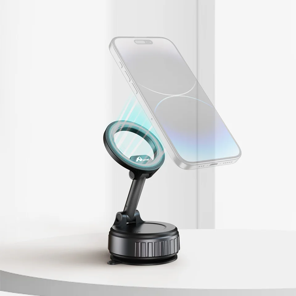 Soporte magnético para celular de coche con ventosa, ajustable 360° para tablero, diseño antideslizante y estable 3